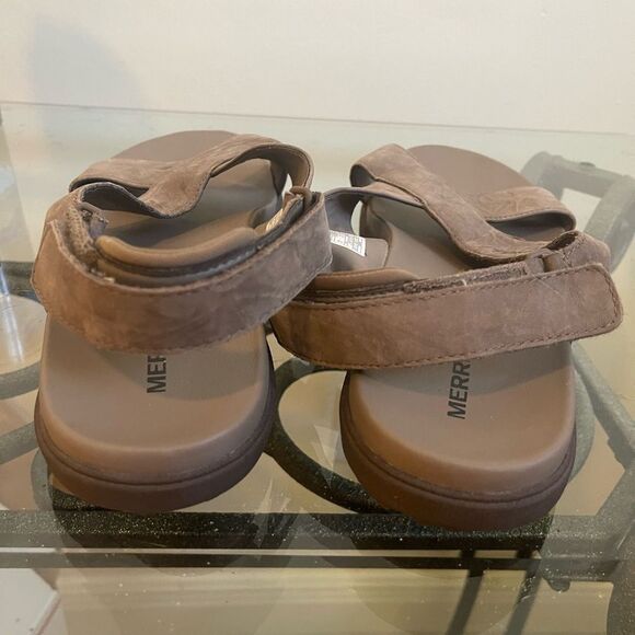 EUC Merrill Around Town Tan Cross-Strap Sandals Size 11 - Picture 4 of 6